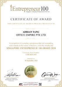 Singapore Entrepreneur 100 Award office empire office renovation singapore office renovation contractor