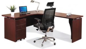 Fold-Out Office Furniture office furniture singapore office desk Elegance L Series L-shape office table with drawer in a modern executive office