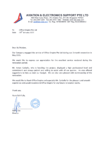 office renovation singapore best reliable commercial office renovation contractor singapore review testimonials - Aviation & Electronics Support Pte Ltd (AES)