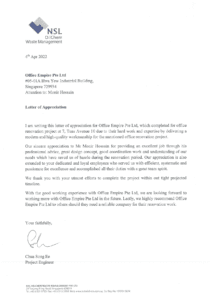 office renovation singapore best reliable commercial office renovation contractor singapore review testimonials - NSL OilChem Waste Management Pte Ltd