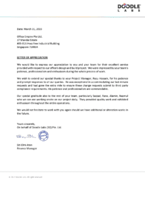 office-renovation-singapore-best-reliable-commercial-office-renovation-contractor-singapore-review-testimonials-Doodle Labs SG Pte Ltd