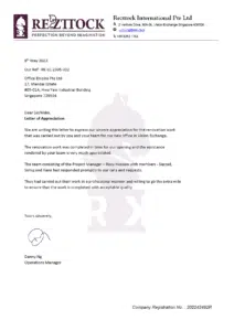 office-renovation-singapore-best-reliable-commercial-office-renovation-contractor-singapore-review-testimonials-Rezttock International Pte Ltd