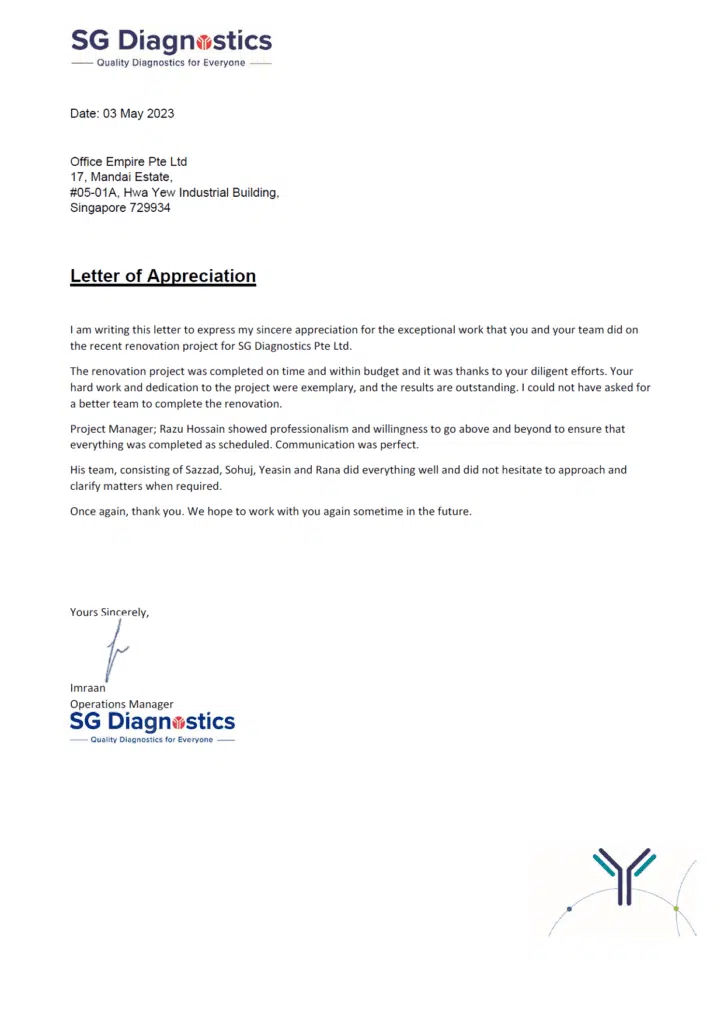 office-renovation-singapore-best-reliable-commercial-office-renovation-contractor-singapore-review-testimonials-SG Diagnostics Pte Ltd