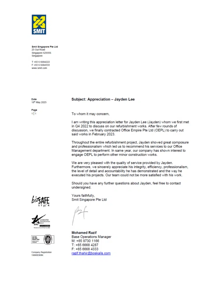 office-renovation-singapore-best-reliable-commercial-office-renovation-contractor-singapore-review-testimonials-Smit Singapore Pte Ltd