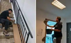 Professional facilities management building maintenance repair team working on office renovation Singapore project