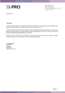 office-renovation-singapore-best-reliable-commercial-office-renovation-contractor-singapore-review-testimonials-i-Pro Apac Pte Ltd