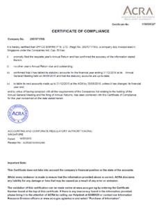 Certificate of compliance