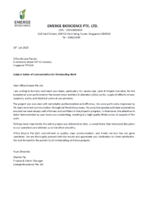 Office renovation contractor singapore review Emerge Bioscience Pte Ltd