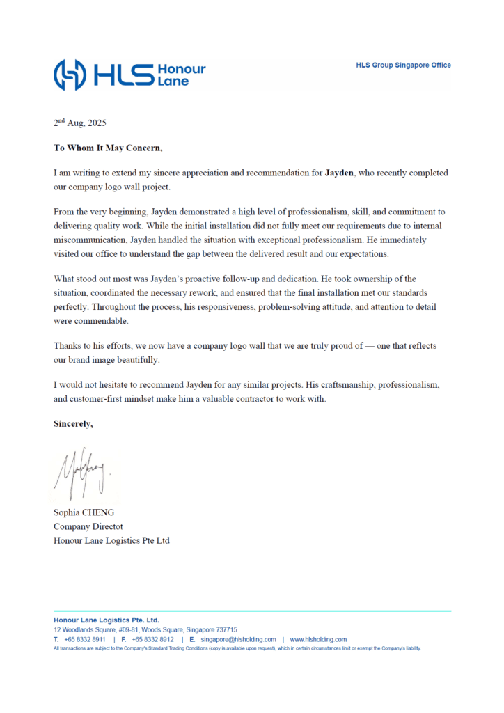 office renovation contractor singapore review Honour Lane Logistics Pte Ltd_1